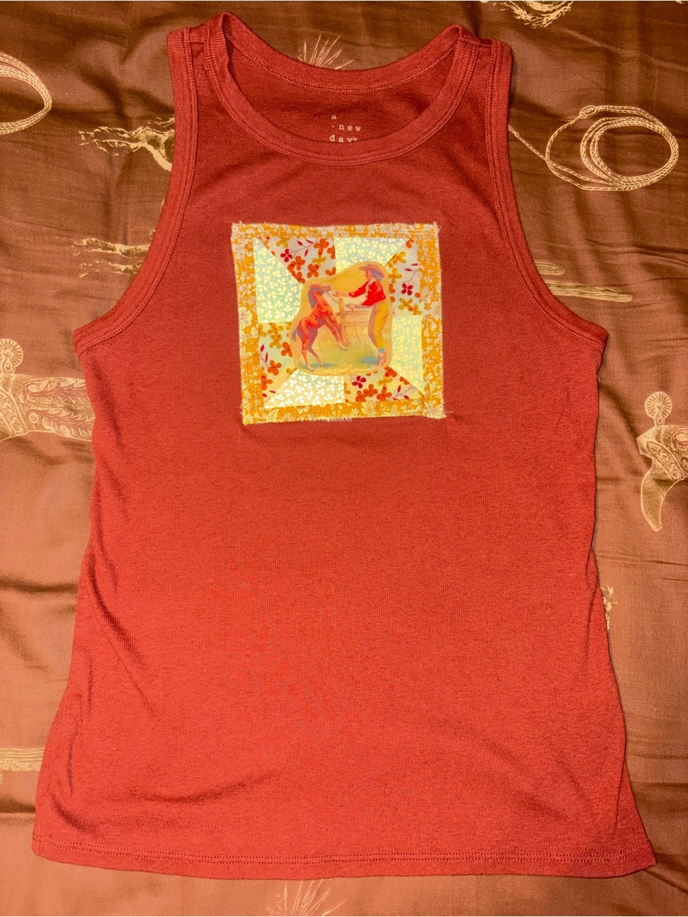 New Day Women's Rust Red Graphic Tank Top